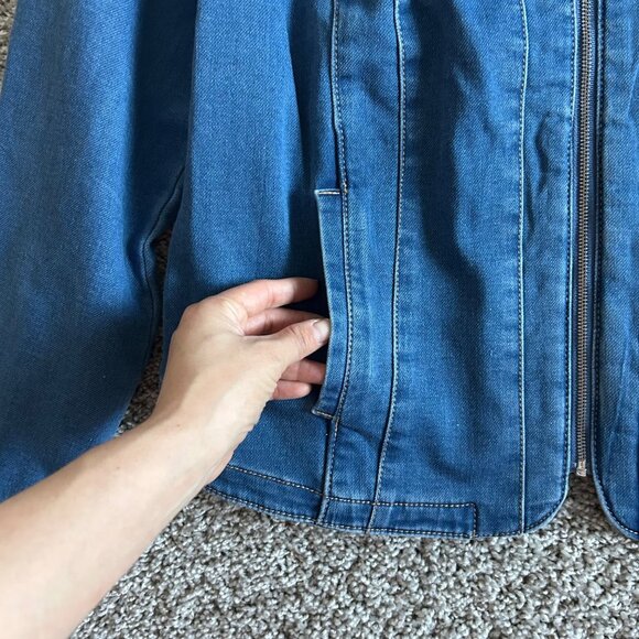 Chicos Womens Sz Medium Denim Jacket With Zip Closure Cotton Blend Blue - Picture 4 of 10